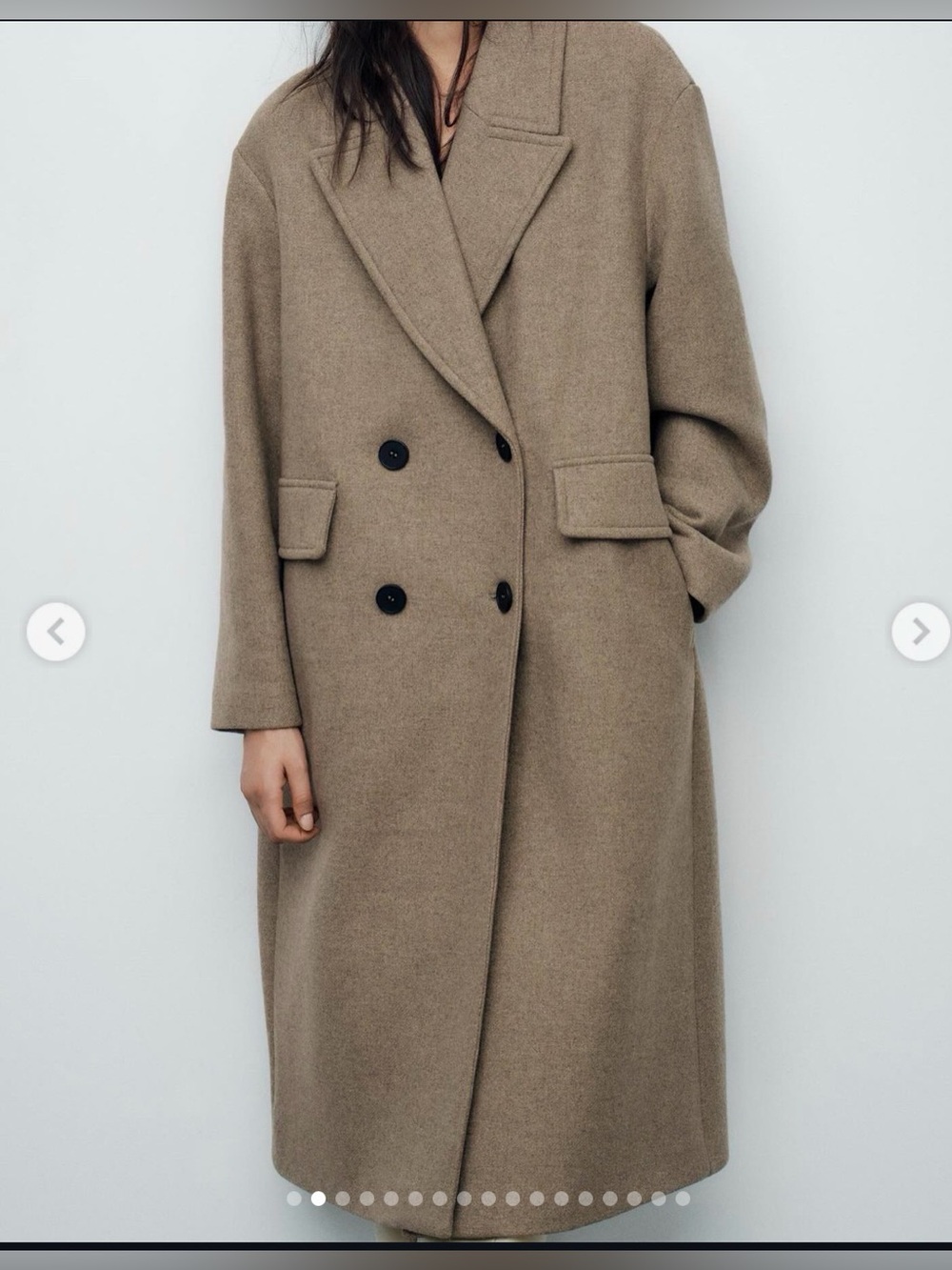 Zara Brown Double-Breasted Long Coat
